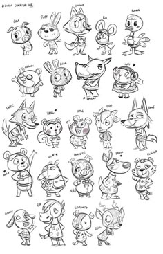 an image of cartoon character sketches