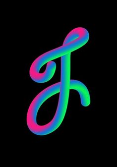 the letter f is made up of neon colors and has an interesting shape to it