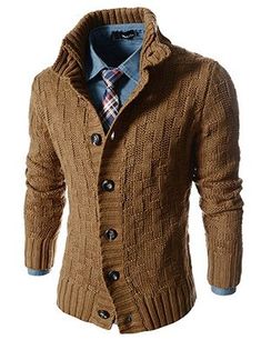 Classic Brown Knitted Outerwear, Classic Knitted Brown Outerwear, Classic Brown Sweater Coat For Winter, Wool Argyle Sweater For Winter, Winter Wool Sweater With Argyle Pattern, Brown Buttoned Sweater For Winter, Classic Argyle Pattern Sweater For Fall, Brown Winter Polo Sweater, Classic Fall Outerwear With Fair Isle Pattern