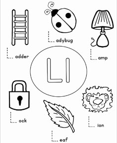 the letter l worksheet with pictures to help kids learn how to read it