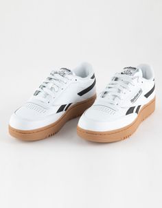 REEBOK Club C Double Revenge Womens Shoes - WHITE | Tillys Reebok Shoes For Women, Everyday Casual Shoes, Classic Leather Reebok, Rebock Shoe Outfit Women, Reebok Shoes Outfit, Trending Shoes For Women, Reebok Club C Double Sneaker, Reebok Club C Double Revenge, Reebok Club C Double