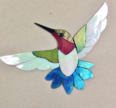 Female Hummingbird, Hummingbird Mosaic, Stained Glass Kits, Art Glass Jewelry, Mosaic Inlay, Mosaic Kits