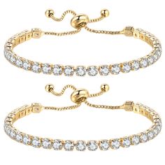 PRICES MAY VARY. Stackable Tennis Bracelet - Classic tennis bracelet design with CZ Stone, Sparkling and Elegant Design, Womens Trendy Jewelry, Make you look more luxurious and charming. Adjustable Slider Bracelet - Lightweight and Comfortable to Wear. Width 0.15"(0.4cm), adjustable range 5.12"(13cm)-9.06"(23cm).Adjustable and Comfortable to Wear, which are suitable for Women Ladies. Lightweight and Comfortable to Wear - Made of well plated gold brass, not easy to turn green. Note:Avoid wear it Slider Tennis Bracelet, Adjustable Gold Crystal Tennis Bracelet, Adjustable Round Crystal Chain Bracelet, Adjustable Crystal Chain Bracelet, Adjustable Cubic Zirconia Chain Bracelet For Party, Adjustable Crystal Tennis Bracelet, Adjustable Crystal Tennis Bracelet Bangle, Adjustable Crystal Bangle Tennis Bracelet, Adjustable Crystal Tennis Bangle Bracelet