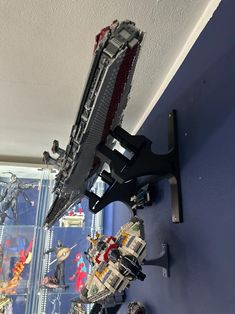 a lego star wars ship is on display