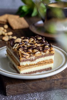 a piece of cake sitting on top of a white plate