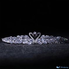 OrcaJump - Elegant Zircon Swan Tiara - Exquisite Headpiece for a Graceful Presence Floral Accessories Hair, Floral Hair, Elegant Hairstyles, Elegant Earrings, Dance Wear, Headpiece, Tiara, Hair Clips, Fashion Shoes