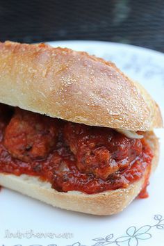 a meatball sub sandwich on a plate