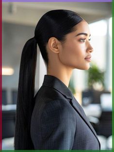 Sleeked Back Hairstyle, Low Sleek Ponytail, Sleek Back Ponytail, Professional Hairstyles For Work, Sleek Low Ponytail, Nursing Interview, Corporate Girly, Summer Ponytail