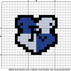 a cross stitch pattern with an image of a blue and white heart in the middle