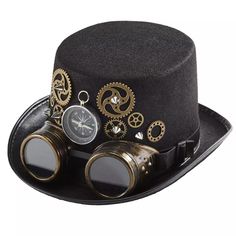 Steampunk Hat Burning Man Cosplay Costume Top Hat For Festival Outfit Mardi Gras | eBay Top Hat Costume, Punk Costume, Steampunk Top, Ribbon Top, Victorian Accessories, Steampunk Top Hat, Girls Costumes, Gothic Tops, Black Top Hat