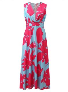 Women's Casual Dress Swing Dress Floral Dress Long Dress Maxi Dress Green Blue Pink Sleeveless Floral Print Spring Summer Deep V Hot Daily 2023 S M L XL XXL 2024 - $41.99 Floral Dress Long, Womens Prom Dresses, Floral Dresses Long, Maxi Dress Online, Lace Dress Long, Midi Dress Casual, Maxi Dress Green, Necklines For Dresses, Evening Gowns Formal