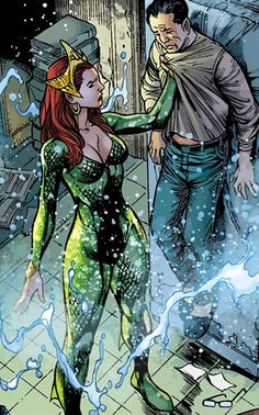 an image of a woman in a mermaid costume and a man standing next to her