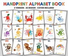 the handprint alphabet book is designed to look like children's hands and feet