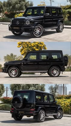 four different views of the black mercedes g - class