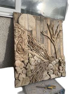 Driftwood Pictures Ideas, Driftwood And Rock Art, Driftwood Frames Ideas, Driftwood And Rocks Ideas, Driftwood Wall Art Diy, Driftwood Crafts Wall Hangings, Driftwood Pictures, Drift Wood Wall Art, Drift Wood Art