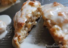 a close up of a doughnut with icing