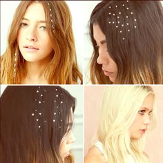 Package Of Two Gold And Silver Star Hair Charms. Really Cool Summer Hair Look Just Stick, And Run A Flatiron Over It. From Francesca's. Cool Summer Hair, Glittery Hair, Princess Closet, Hair Charms, Wedding Vow, Latest Hair, Fashion Eye Glasses, Star Hair, Hair Wraps