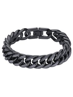 PRICES MAY VARY. Men Bracelet: Style your wrist with this cuban chain bracelet, it is strong, durable, comfortable and meant to endure daily wear,great for any age and for any occasion. Style: Give a modern edge to a casual t-shirt or formal outfit with this classic minimalist design and wear solo for a polished look or stacked with other chains for a cool fashion statement. Material: Made of 316L stainless steel, black plated. Highly resisted to rust, safe and comfortable for skin,nickel free, Dad Christmas Gifts, Black Pouch, Cuban Link Bracelet, Stainless Bracelet, Men Bracelet, Father Gift, Chunky Bracelets, Bracelet Style, Black Bracelets