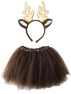 Deer or Reindeer Costume - Complete Kids Costume Set with Tutu and Antler Headband - Sydney So Sweet Reindeer Costume Toddler, Dear Costume Halloween, Reindeer Costume Women, Christmas Outfit For Kids, Rudolph Costume, Halloween Tutu Costumes, Antlers Headband, Deer Outfit