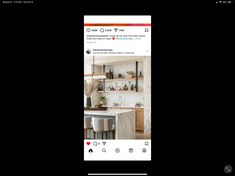 the instagram page is displayed with an image of a kitchen and dining room in it