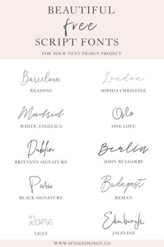 the beautiful script font styles for your next design project, including handwritten letters and calligraphy