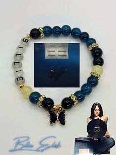 Beaded Bracelets Hmhas, Billie Eilish Clay Bead Bracelet, Billie Eilish Concert Bracelets, Concert Bracelet Ideas, Music Bracelet Ideas, Billie Eilish Bracelet Ideas, Big Bead Bracelets, Aesthetic Beaded Bracelets, Billie Eilish Bracelet