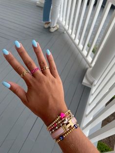 #preppy #fyp Nails In Blue, Summer Nail Art Designs, Beachy Nails, Nail Goals, Summer Nail Art, Trendy Patterns, Preppy Jewelry