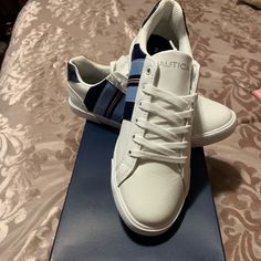 White Blue Nautical Sneaks Brand New Smoke/Pet Free Home Nautica Shoes, Womens Shoes Sneakers, White Blue, Nautical, Men's Fashion, Shoes Sneakers, Blue White, Color Blue, Blue And White