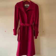 Burberry Cashmere/Wool Blend Red Coat, Button Down With Belt, Size 2. Burberry Jacket, Red Coat, Cashmere Wool, Belt Size, Limited Time, Wool Blend, Burberry, Cashmere, Jackets & Coats