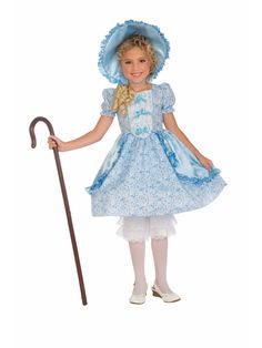 Dont lose your sheep in this Girl's Little Bo Peep Costume! Your child can dress up as a popular nursery rhyme character in this outfit. Orders come as a dress in baby blue with ribbon decorations. The pair of white pantaloons give a poofed appearance. A large blue bonnet makes it complete. She will fit right in during school plays, Halloween parties, and a number of other events. Browse our props for staffs so she can wrangle up those little lambs. Toddlers Halloween Costumes, Haunted Hollywood, Little Bo Peep Costume, Halloween Kids Costumes, Purim Costume, Sheep Costumes, Toddler Costumes Girl, Calico Dress, Wild Goose