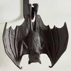 a bat hanging from the side of a wall