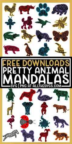 a poster with different animals on it and the text free downloads for pre - ty animal