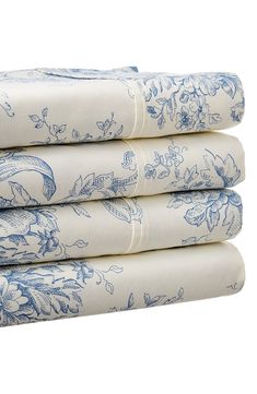 MELANGE HOME Toile Print 400 Thread Count Cotton Sheet Set | Nordstromrack French Bedding, Toile Bedding, French Fabrics, Toile Print, Toile Pattern, French Country Bedrooms, Chinoiserie Decorating, French Rococo, Blue Toile