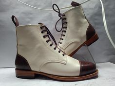 White Boots Men, Brown Dress Boots, Quality Leather Boots, Cap Toe Boots, Ankle Boots Dress, Custom Design Shoes, High Ankle Boots, Handmade Leather Shoes, Leather Lace Up Boots