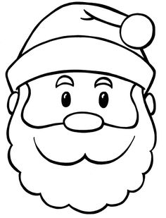 a black and white drawing of santa claus with a beard, wearing a red hat