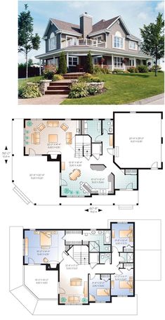 two story house plans with an open floor plan and three bedroom, one living area