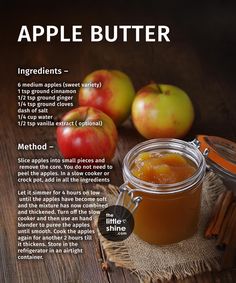 an apple butter recipe is shown with apples and cinnamons