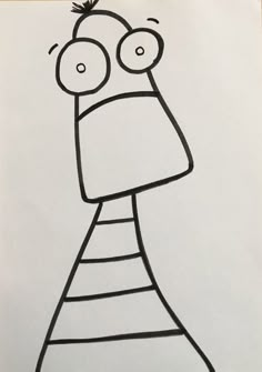 a drawing of a cartoon character with big eyes