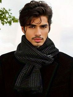 Black  Collar  Polyester  Scarf Embellished   Men Accessories Mens Winter Scarf, Elegant Scarf, Elegant Scarves, Polyester Scarf, Black Polo, Clothing Inspiration, Simple Fashion, Scarf Men