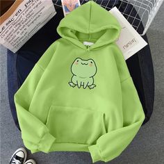 Frog Sweatshirt, Frog Hoodie, Kawaii Hoodie, Crop Pullover, Harajuku Women, Cartoon Sweatshirts, Streetwear Aesthetic, Cartoon Outfits, Winter Hoodies