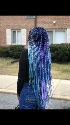 Purple Box Braids, Colorful Braids, Tree Braids Hairstyles, Two French Braids, Colored Box Braids, Tree Braids, Braid Inspiration, Colored Braids, Blonde Braids