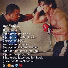 two men in boxing gloves are facing each other with the words kimo show above them