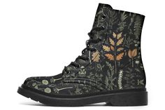 Fantasy Boots, Dark Academia Vibes, Hippie Boots, Long Tee Shirts, Brown Leaves, Garden Shoes, Gym Backpack, Wrap Boots, Embroidered Boots