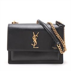 Ysl Saint Laurent Leather Chain Shoulder Bag Black W22, H16, D8.5cm Bags Ysl, Ysl Saint Laurent, Saint Laurent Bags, Black Purse, Shoulder Bag Black, Saint Laurent Bag, Chain Shoulder Bag, Leather Chain, Black Color