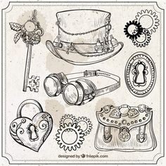 an image of various items that are drawn on paper