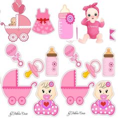 baby girl stickers are shown in pink