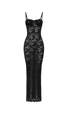 Black Stretch Crafted Lace Fully Lined Medium-Full Coverage Back Slit opening Invisible back zipper Dry clean only Designed in USA Model wears a size Small Model is 5'8” and weights 130 Lbs. Black Silhouette Dress, Curvy Bodycon Dress, Fitted Black Lace Dress, Backless Dress Black Women, Long Black Fitted Dress, Casual Long Black Dress, Black Prom Dress Inspiration, Backless Black Dress Long, Black Lace Dress Aesthetic