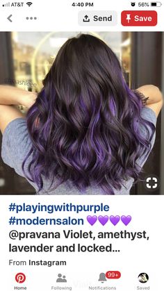 Pravana Violet, Purple Hair Highlights, Underlights Hair, Purple Ombre Hair, Hair Color Underneath, Peekaboo Hair, Hair Color Streaks, Hair Streaks, Hair Color Purple