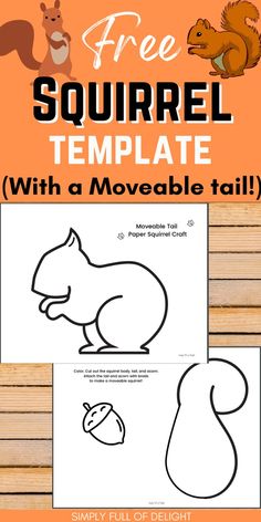 easy squirrel craft for kids - free squirrel template with a moveable tail Acorn Activities For Kindergarten, Pre K Squirrel Craft, Squirrels Activities For Preschool, Squirrels Busy Day Activities, Nuts And Squirrels Preschool, Make A Squirrel Craft, Squirrel Preschool Theme, Prek Squirrel Crafts, Acorn Squirrel Craft