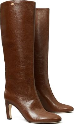 Tory Burch Logo Tall Boot (Women) | Nordstrom Tall Boot, Rounded Toe Boots, Heel Boots, Boots Shoes, Tall Boots, High Heel Boots, Shoes Heels Boots, High Heel, Heeled Boots